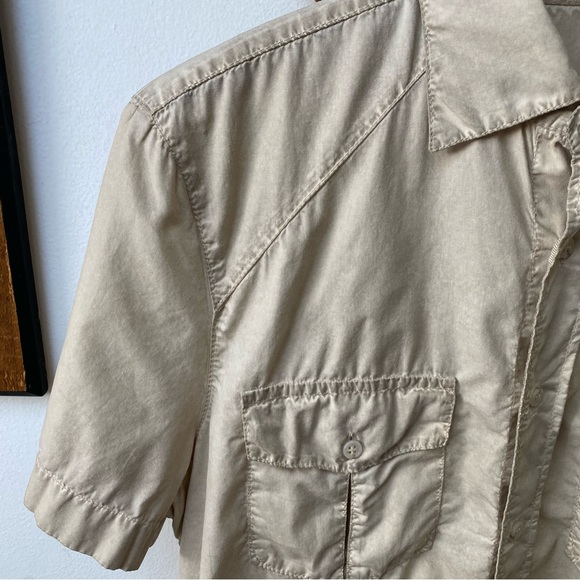 Sisley Antiqued Button Down Shirt Made In Italy - Picture 11 of 16